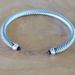 David Yurman Sterling Silver and 14 KT Gold Bracelet with Purple Amethyst